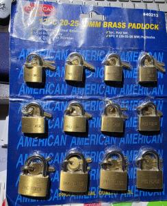 Set of 12 Vintage Brass Padlocks with Keys