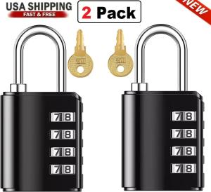 2 Pack Waterproof 4 Digit Combination Padlocks