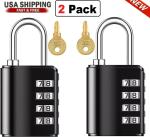 2 Pack Waterproof 4 Digit Combination Padlocks