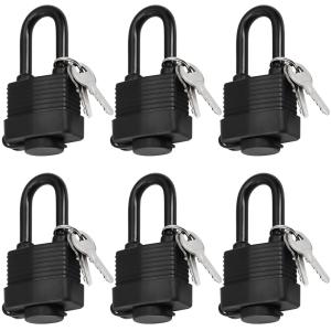 6 Pack Heavy Duty Waterproof Keyed Alike Padlocks