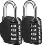 2 Pack Weatherproof 4-Digit Combination Padlocks