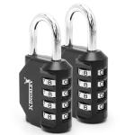 4-Digit Combination Padlock for Gym Lockers - 2 Pack