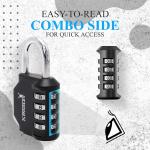4-Digit Combination Padlock for Gym Lockers - 2 Pack