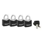 Durable Solid Body Steel Padlocks 4 Pack