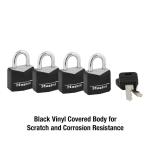 Durable Solid Body Steel Padlocks 4 Pack