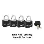 Durable Solid Body Steel Padlocks 4 Pack