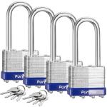 Puroma Heavy-Duty Padlocks 4-Pack with 8 Keys