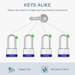Puroma Heavy-Duty Padlocks 4-Pack with 8 Keys