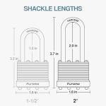 Puroma Heavy-Duty Padlocks 4-Pack with 8 Keys