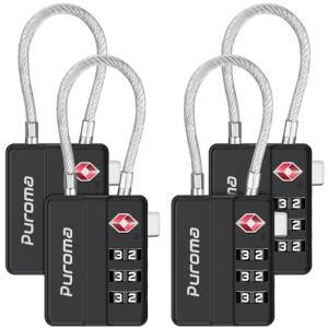 Puroma TSA Approved 4-Digit Combination Locks - 4 Pack
