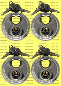 4-Pack Stainless Steel Discus Padlocks - Keyed Alike