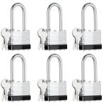 6 Pack Black Laminated Steel Padlocks with Keys