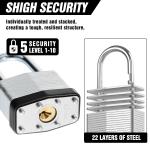 6 Pack Black Laminated Steel Padlocks with Keys