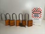 Set of 5 American Lock 1100 Orange Padlocks