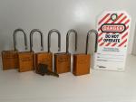 Set of 5 American Lock 1100 Orange Padlocks