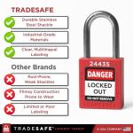 10 Red Lockout Tagout Locks Set - Keyed Different