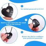 Red Heart-Shaped 3-Digit Combination Padlock