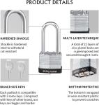 6-Pack Laminated Steel Padlocks with Long Shackles