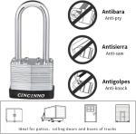 6-Pack Laminated Steel Padlocks with Long Shackles