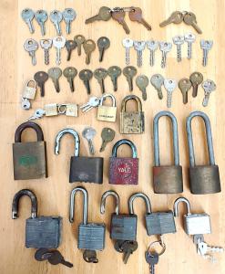 15 Brass & Steel Padlocks with Keys Set
