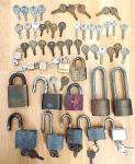 15 Brass & Steel Padlocks with Keys Set