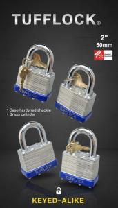 Laminated 50mm Padlocks Keyed Alike - 2 Pack