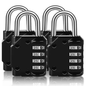 Resettable 4-Digit Waterproof Combo Padlock - 4 Pack