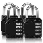 Resettable 4-Digit Waterproof Combo Padlock - 4 Pack