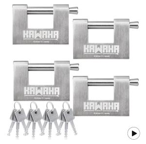 Stainless Steel D Padlock Set with Keys, 4-Pack