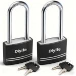 Diyife Waterproof Long Shackle Padlock 2 Pack
