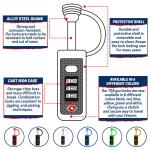 TSA Approved 3-Digit Combination Padlocks 4-Pack