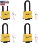 4 Pack Heavy Duty Weatherproof Steel Padlocks Keyed Alike