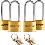 SEPOX® 4 Heavy-Duty Brass Padlocks - 2-5/8