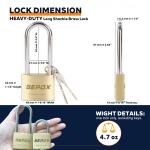 SEPOX® 4 Heavy-Duty Brass Padlocks - 2-5/8