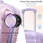 Gradient Purple-Pink Luggage Set with Unpickable Lock