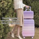 Gradient Purple-Pink Luggage Set with Unpickable Lock