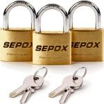 SEPOX® 3 Pack Heavy-Duty Brass Padlocks