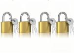4 Pack Small Keyed Padlocks - 32mm Gold