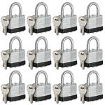Set of 12 Keyed Alike Nickel Padlocks