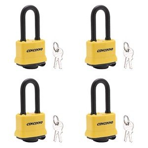 CINCINNO Weatherproof Laminated Steel Padlocks - 4 Pack