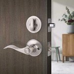 Satin Nickel Front Door Handle with Lock