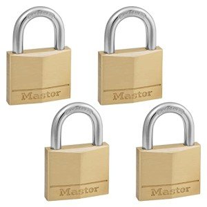 Master Lock 140Q Keyed-Alike Brass Padlocks, 4 Pack