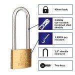 Brinks 40mm Solid Brass Keyed Padlock - 2-Pack