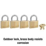 Master Lock 140Q Keyed-Alike Brass Padlocks, 4 Pack