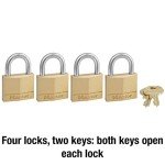 Master Lock 140Q Keyed-Alike Brass Padlocks, 4 Pack