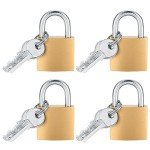 4 Pack Small Keyed Brass Padlocks for Security