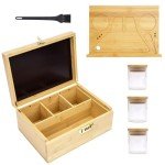 CODOGOY Bamboo Box with Combination Lock & Jars