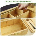CODOGOY Bamboo Box with Combination Lock & Jars