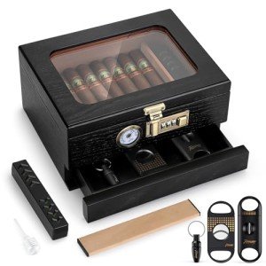 Cedar Wood Desktop Humidor with Glass Top