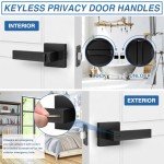 Keyless Matte Black Door Handles - 6 Pack